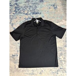 Greg Norman Mens XL Black Golf Polo Shirt Play Dry Short Sleeve Shark Logo
